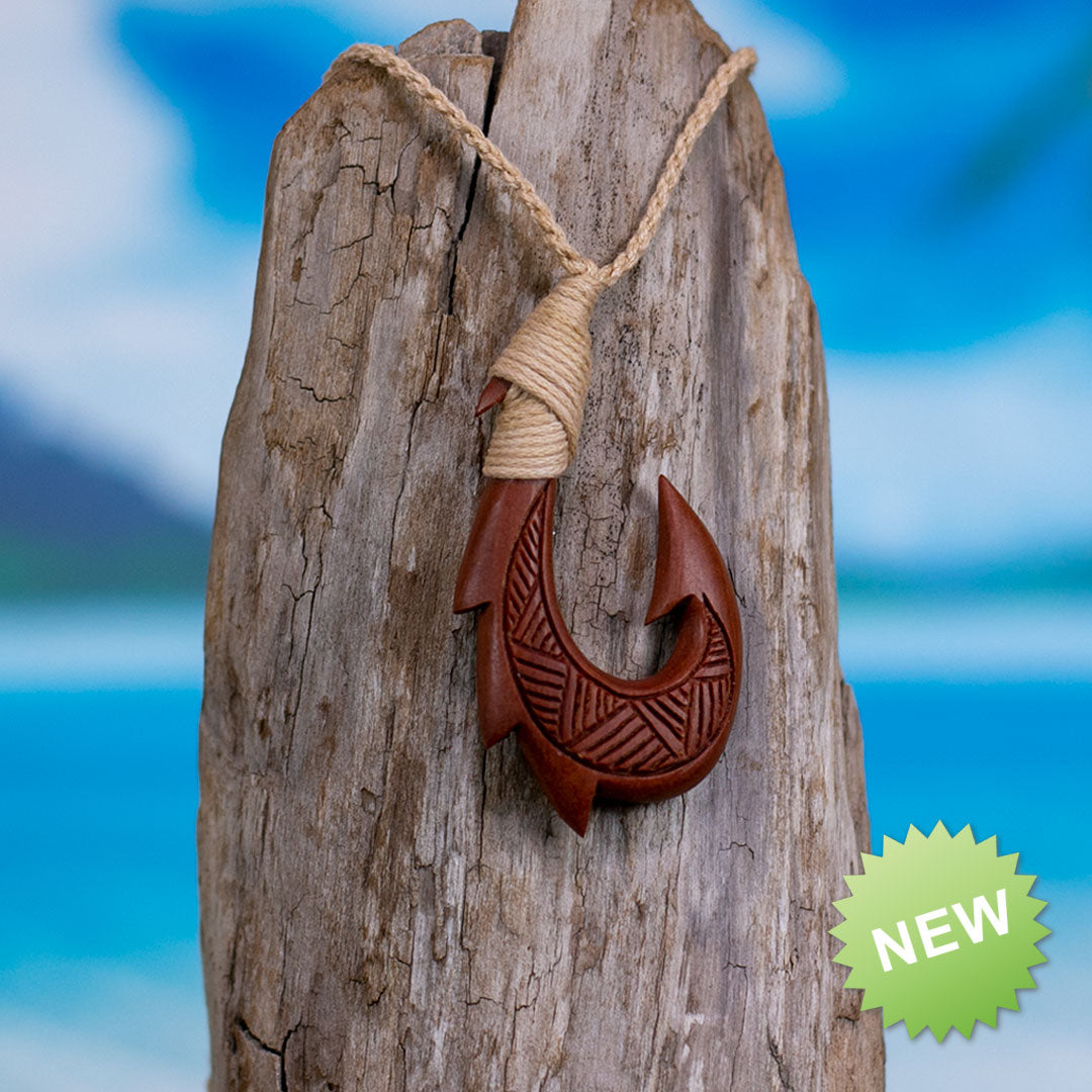 Fish Hook Necklace - Hand Carved Necklace - from Bali Necklaces